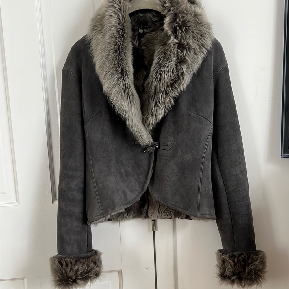 RARE Ralph Lauren Black Label Jenell Lamb Shearling Jacket Runway Fur Collar S